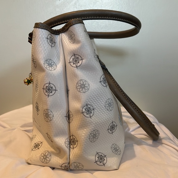 Cielo E Mare white with gray handle and flower pattern handbag - Picture 4 of 9